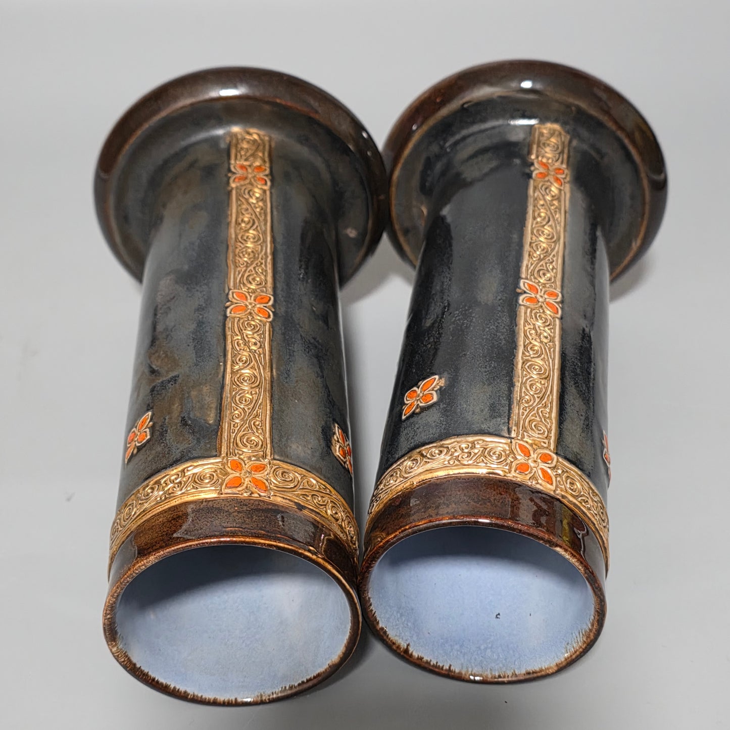 Fine Rare. Royal Doulton Stoneware pair of vases - Ethel Beard 1920s