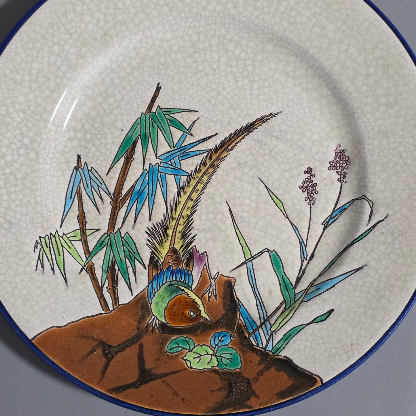 A Stunning Antique Longwy Decorative Plate C1900
