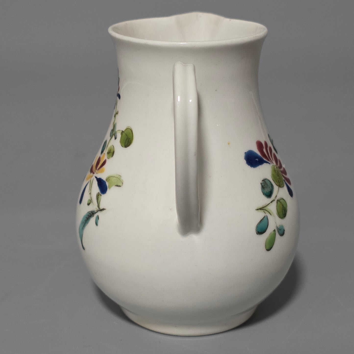 A Worcester Sparrow Beak Cream Jug, 18th Century, Baluster Form With Grooved Loop Handle