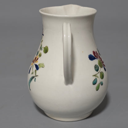 A Worcester Sparrow Beak Cream Jug, 18th Century, Baluster Form With Grooved Loop Handle