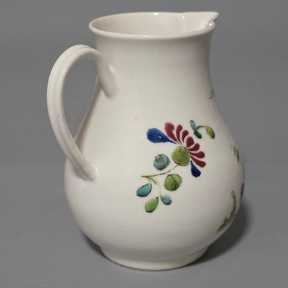 A Worcester Sparrow Beak Cream Jug, 18th Century, Baluster Form With Grooved Loop Handle