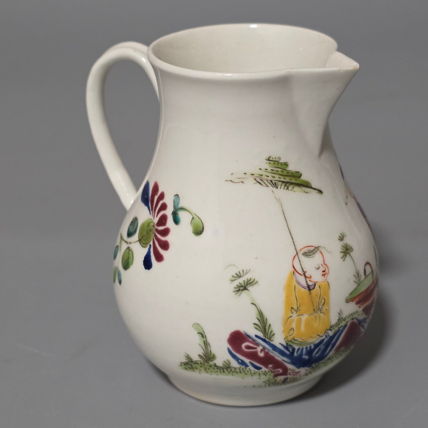 A Worcester Sparrow Beak Cream Jug, 18th Century, Baluster Form With Grooved Loop Handle