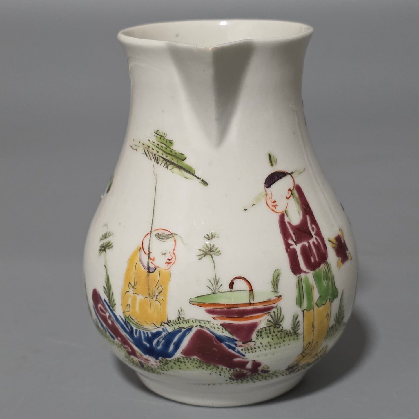 A Worcester Sparrow Beak Cream Jug, 18th Century, Baluster Form With Grooved Loop Handle