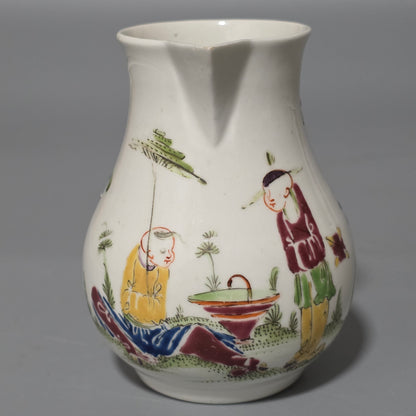 A Worcester Sparrow Beak Cream Jug, 18th Century, Baluster Form With Grooved Loop Handle