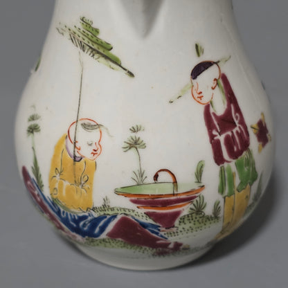 A Worcester Sparrow Beak Cream Jug, 18th Century, Baluster Form With Grooved Loop Handle