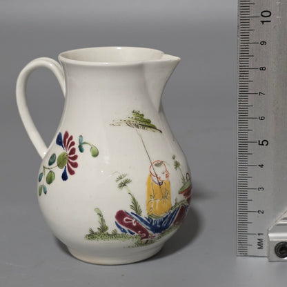 A Worcester Sparrow Beak Cream Jug, 18th Century, Baluster Form With Grooved Loop Handle