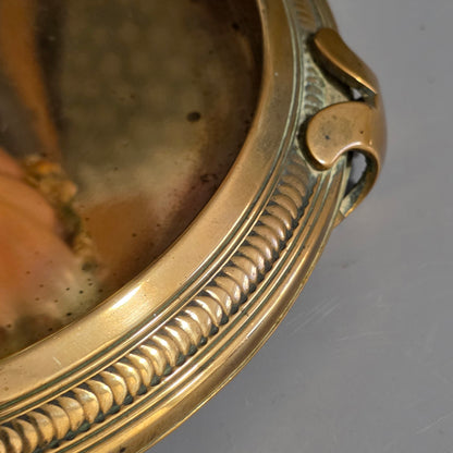 Beautiful Continental Porcelain Inkwell On Brass Base C1900