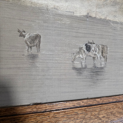 Fine Rare Chinese Silk Embroidered Cattle Scene, Framed C1890