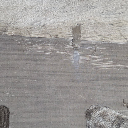 Fine Rare Chinese Silk Embroidered Cattle Scene, Framed C1890