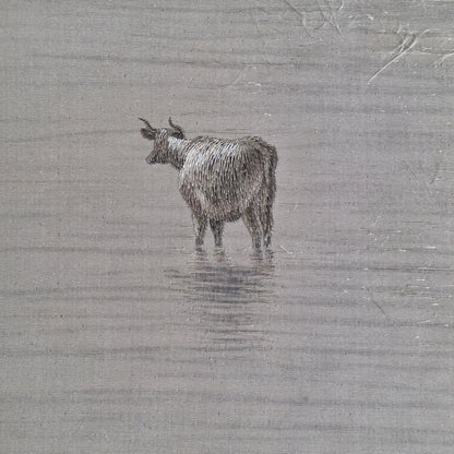 Fine Rare Chinese Silk Embroidered Cattle Scene, Framed C1890