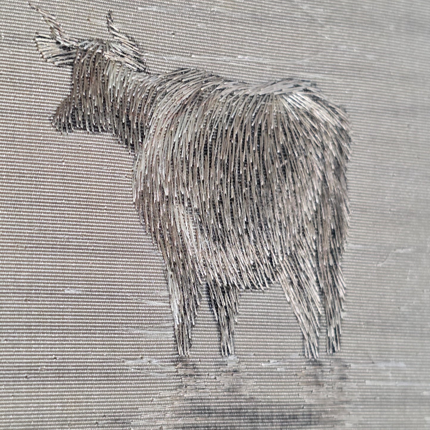 Fine Rare Chinese Silk Embroidered Cattle Scene, Framed C1890