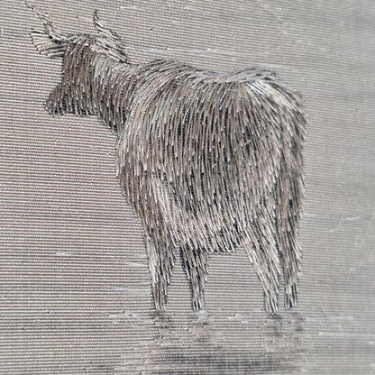 Fine Rare Chinese Silk Embroidered Cattle Scene, Framed C1890