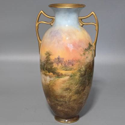 Royal Doulton John.H.Plant Handpainted Vase Windsor Castle C1910