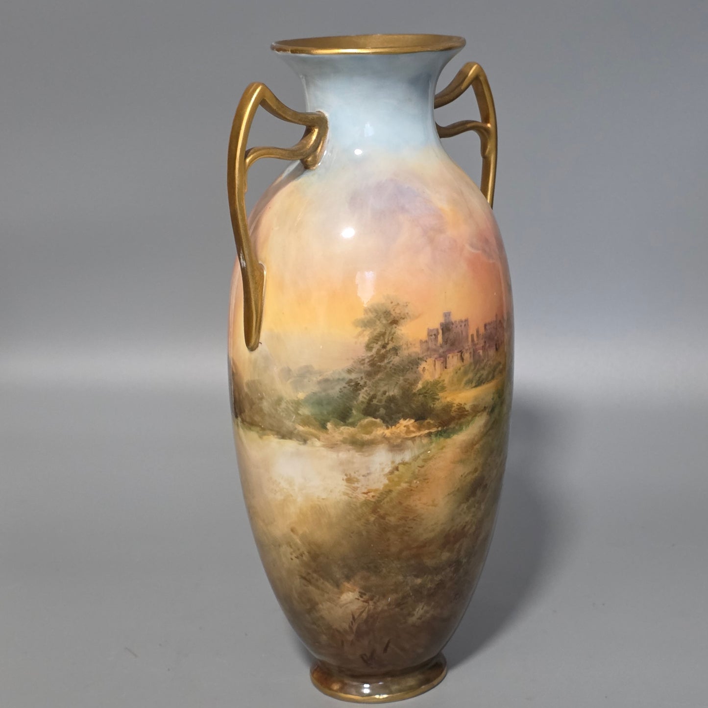 Royal Doulton John.H.Plant Handpainted Vase Windsor Castle C1910