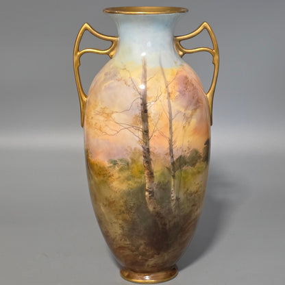 Royal Doulton John.H.Plant Handpainted Vase Windsor Castle C1910