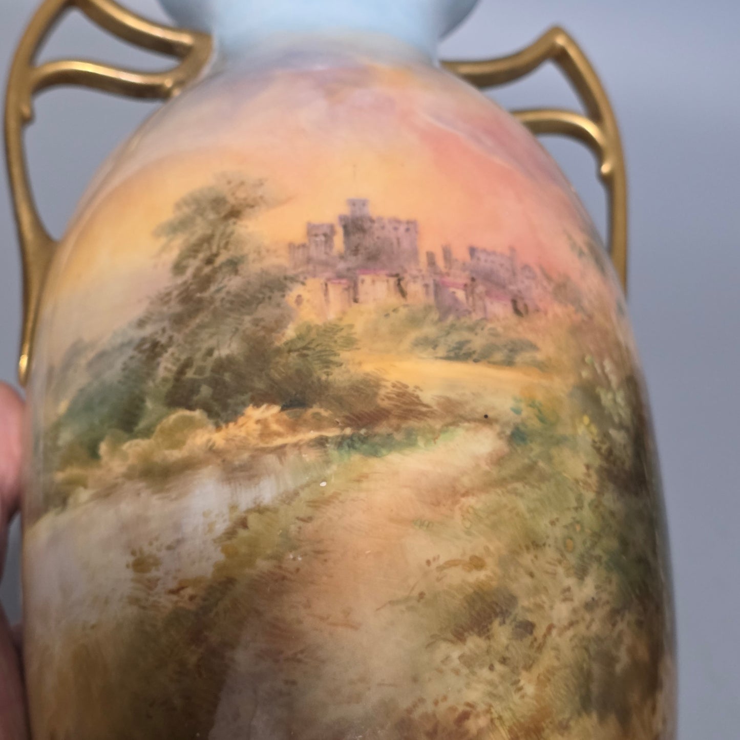 Royal Doulton John.H.Plant Handpainted Vase Windsor Castle C1910