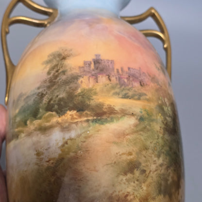 Royal Doulton John.H.Plant Handpainted Vase Windsor Castle C1910