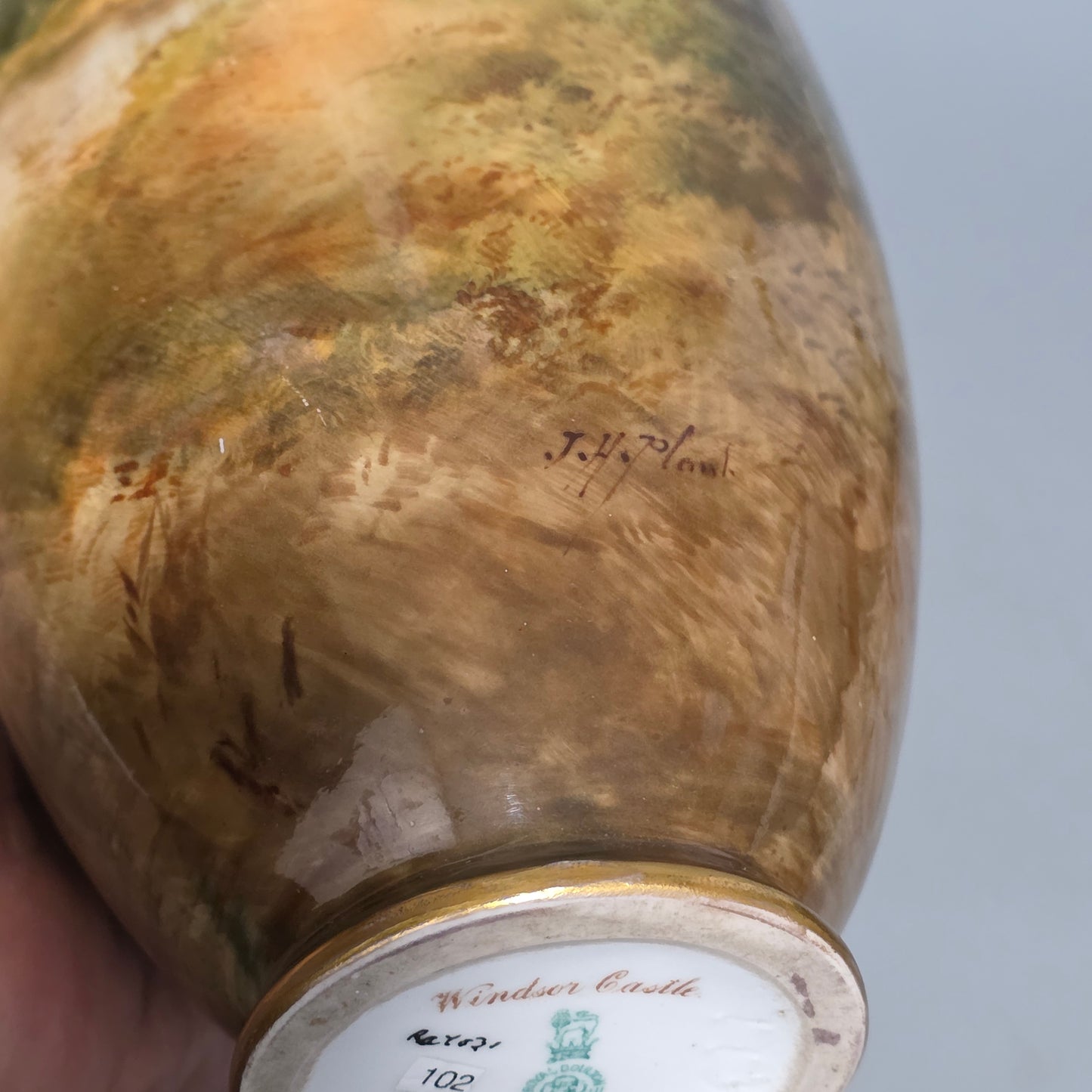 Royal Doulton John.H.Plant Handpainted Vase Windsor Castle C1910