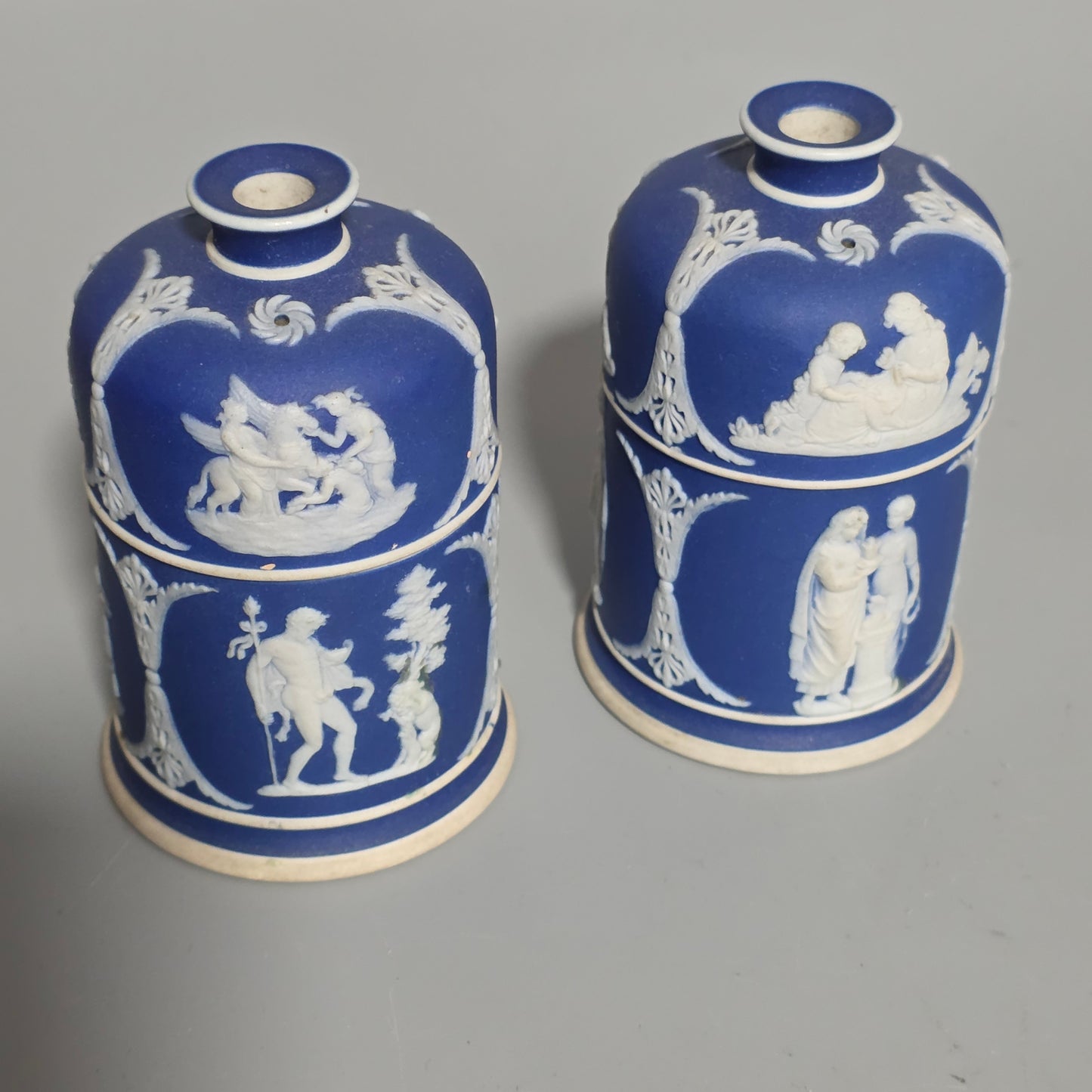 Rare 19th-century Wedgwood Jasperware Match Boxes Taper Top (pair)