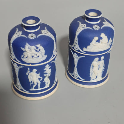 Rare 19th-century Wedgwood Jasperware Match Boxes Taper Top (pair)
