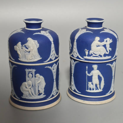 Rare 19th-century Wedgwood Jasperware Match Boxes Taper Top (pair)