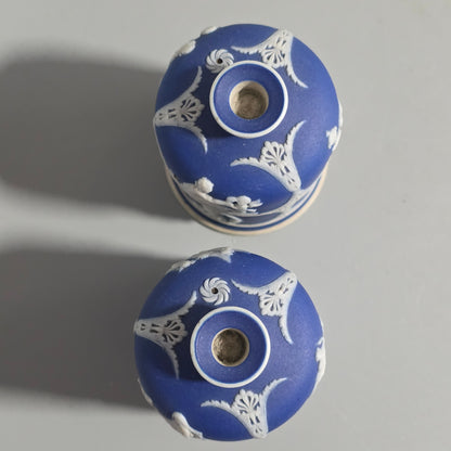 Rare 19th-century Wedgwood Jasperware Match Boxes Taper Top (pair)