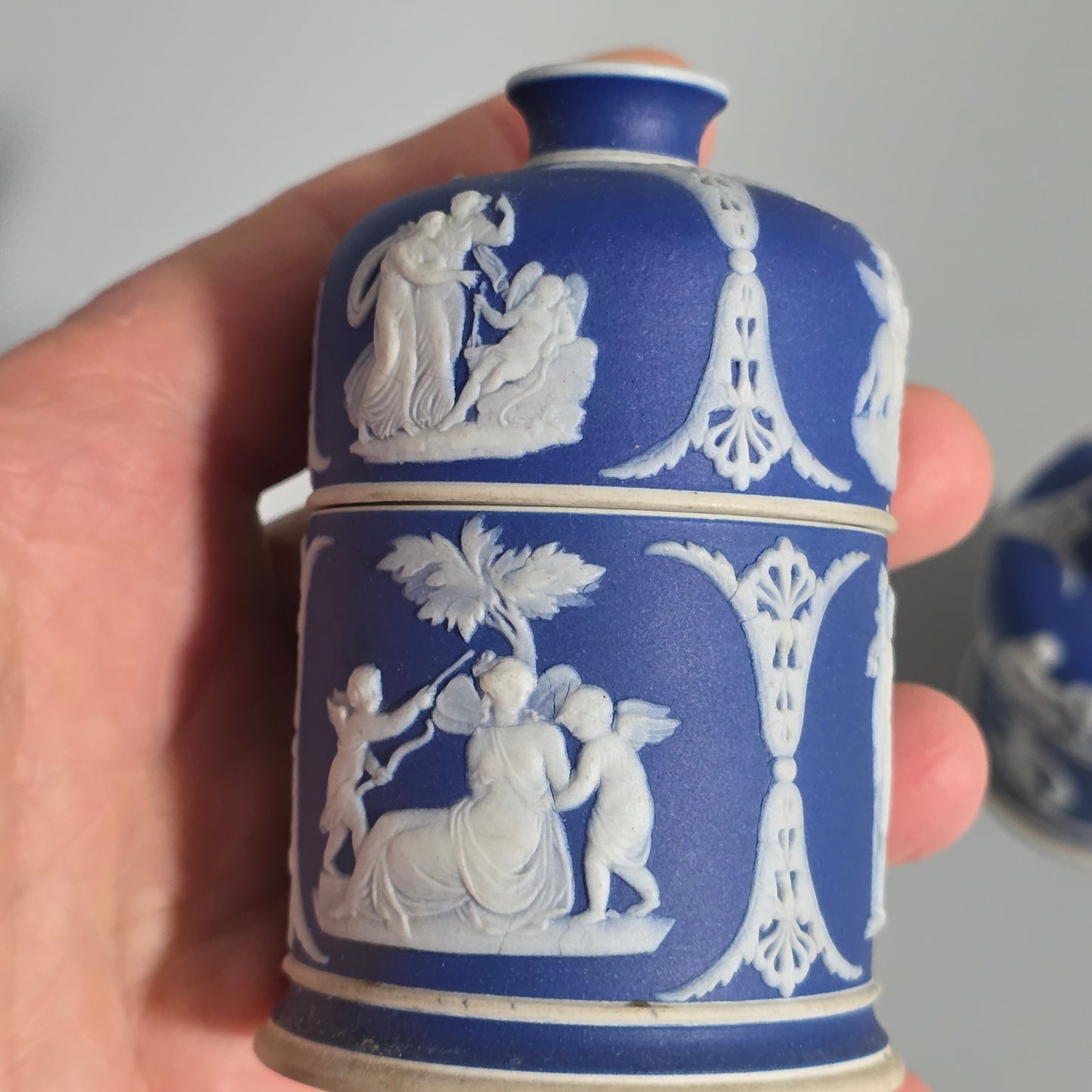 Rare 19th-century Wedgwood Jasperware Match Boxes Taper Top (pair)