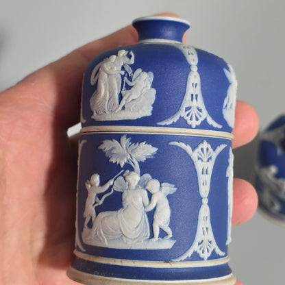 Rare 19th-century Wedgwood Jasperware Match Boxes Taper Top (pair)