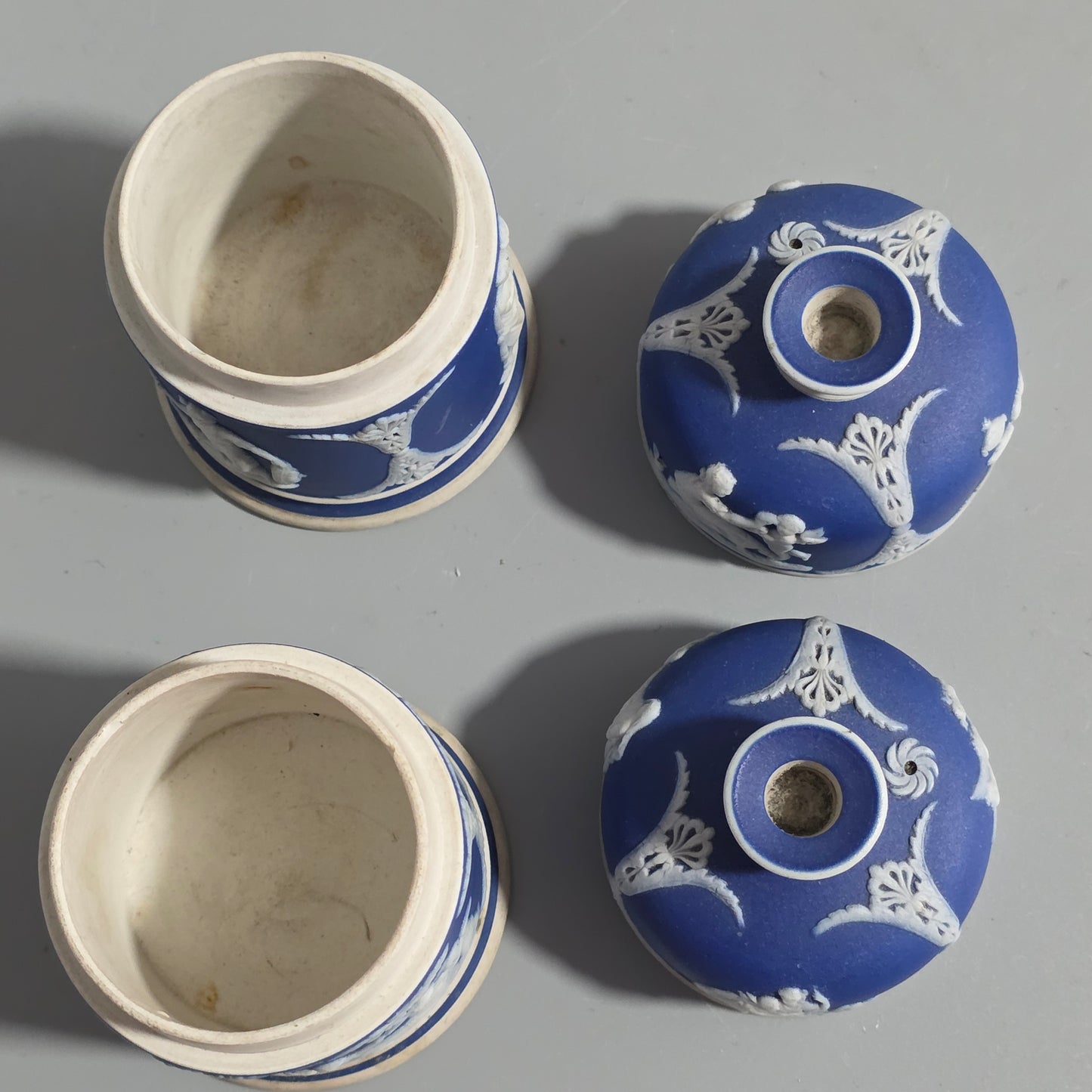 Rare 19th-century Wedgwood Jasperware Match Boxes Taper Top (pair)