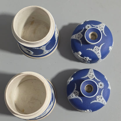 Rare 19th-century Wedgwood Jasperware Match Boxes Taper Top (pair)