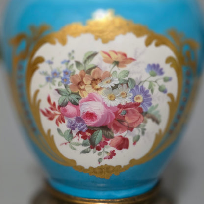 Exquisite 19thc Gilt Bronze Mounted Painted Sevres Vase 21,5cm