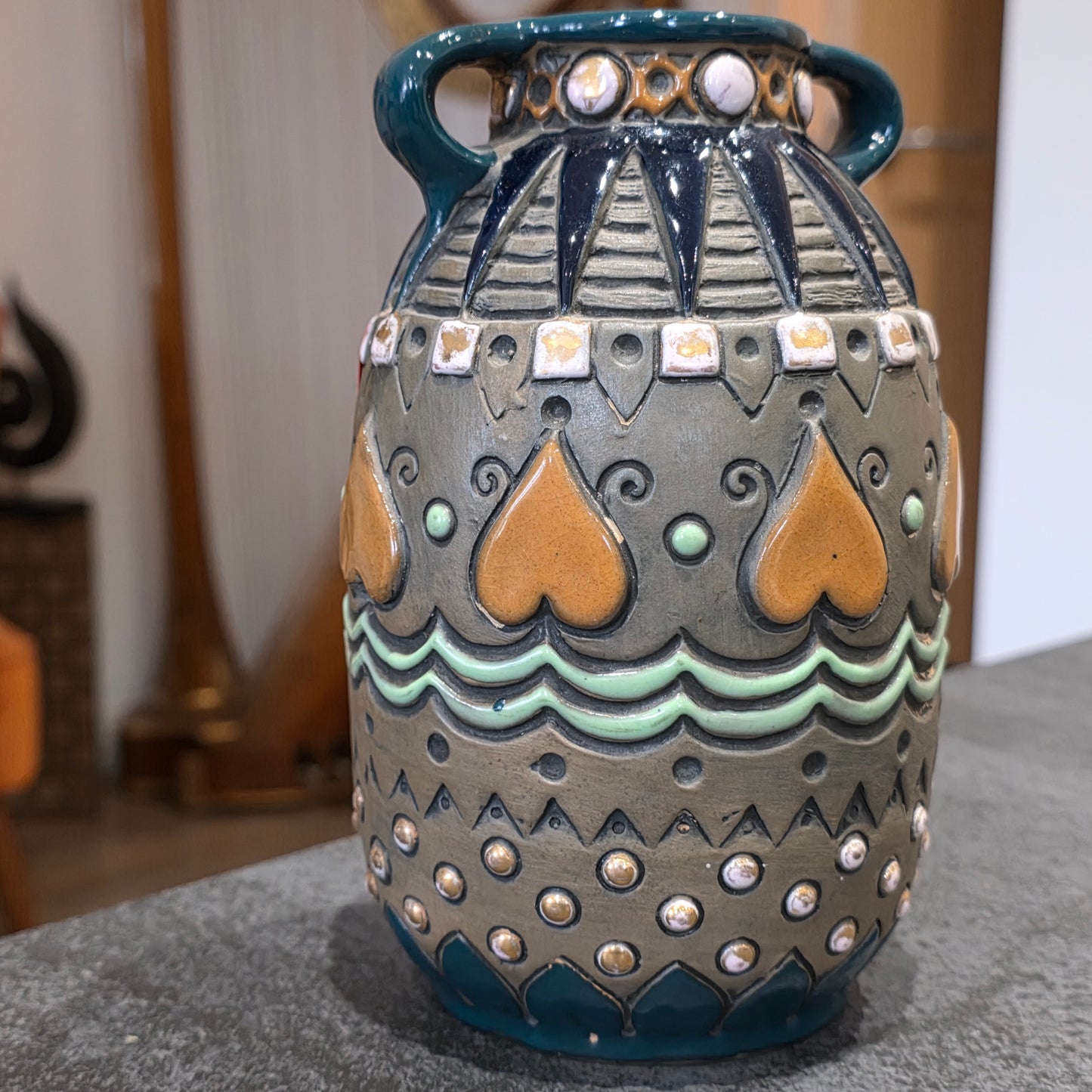 Delightful Art Deco Amphora Vase In The Egyptian Style C1920