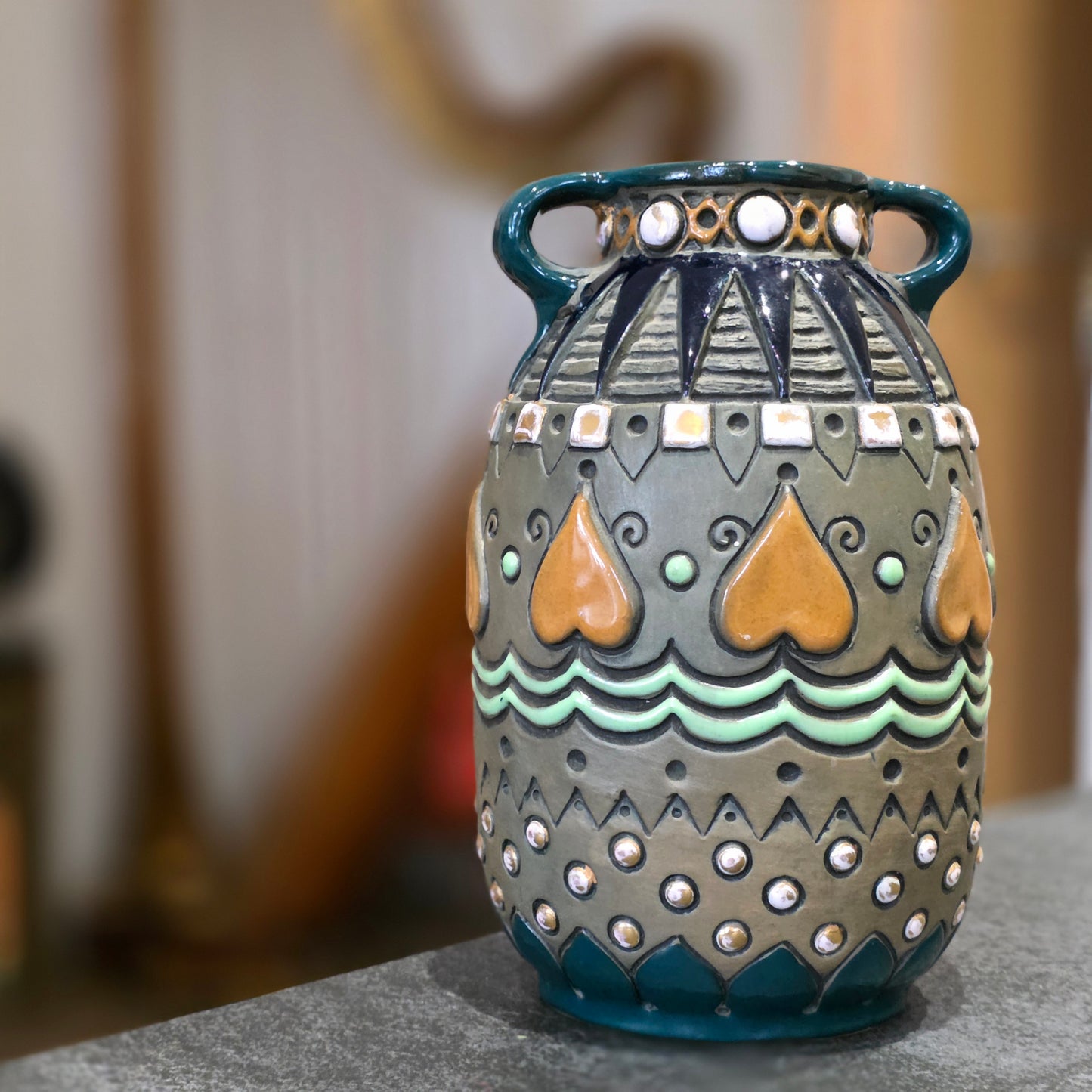 Delightful Art Deco Amphora Vase In The Egyptian Style C1920