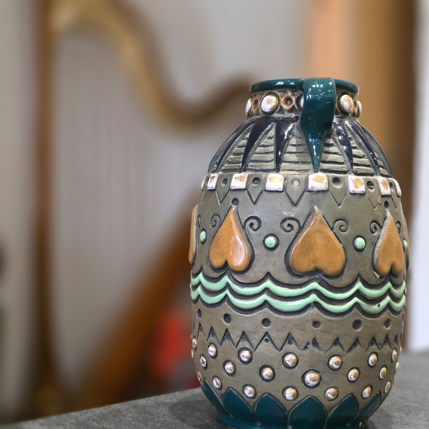 Delightful Art Deco Amphora Vase In The Egyptian Style C1920