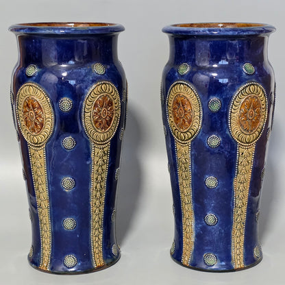 Quality Pair of Large Antique Royal Doulton Vases by Ethel Beard (1923–1927)