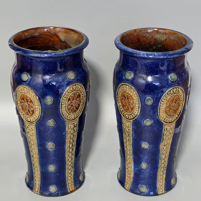 Quality Pair of Large Antique Royal Doulton Vases by Ethel Beard (1923–1927)
