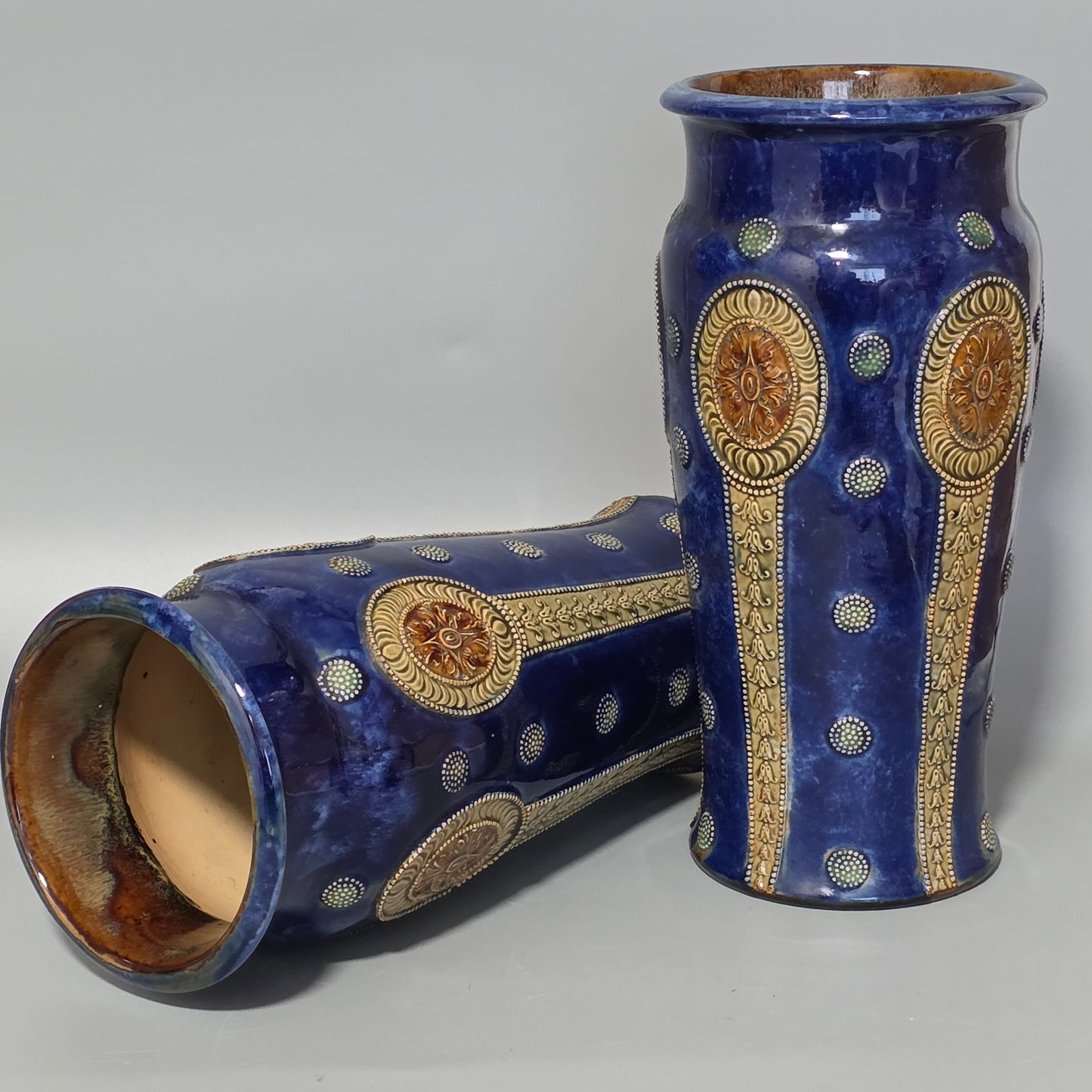 Quality Pair of Large Antique Royal Doulton Vases by Ethel Beard (1923–1927)