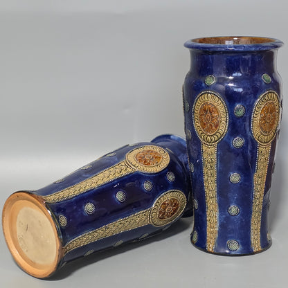 Quality Pair of Large Antique Royal Doulton Vases by Ethel Beard (1923–1927)