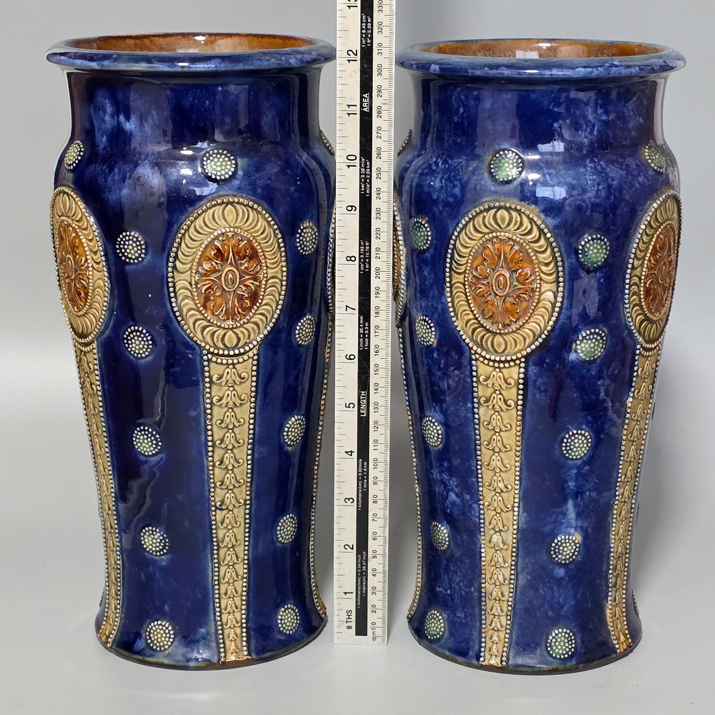 Quality Pair of Large Antique Royal Doulton Vases by Ethel Beard (1923–1927)