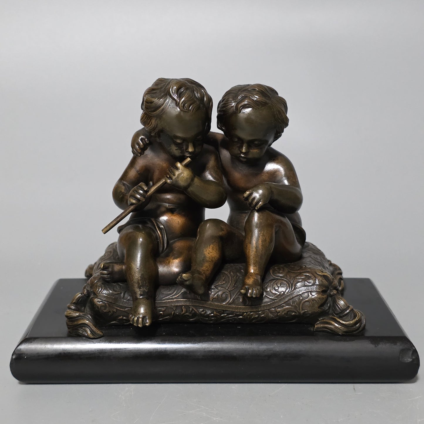 Charming Pair Of Early 20th Century Bronze & Marble Bookends
