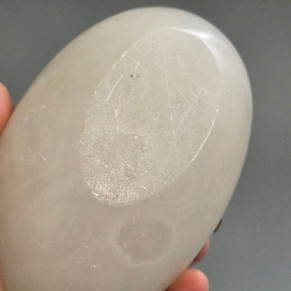 Large Antique Alabaster Egg Jewellery Box C1900 Hinged Trinket Box Hand & Pearl Decoration
