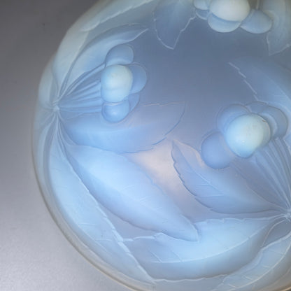 Pair of Signed 1930s French Opalescent Glass Bowls – G Vallon – Vintage Cherries Design