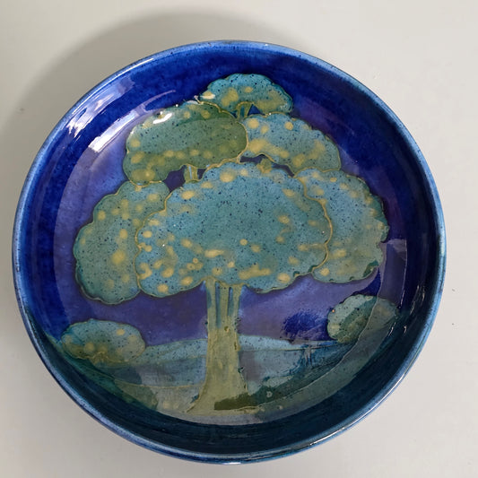 William Moorcroft Moonlit Blue Bowl C1924 Signed Wm Art Pottery Dish Collectable