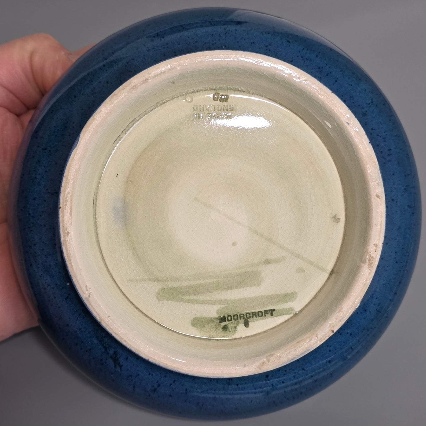 William Moorcroft Moonlit Blue Bowl C1924 Signed Wm Art Pottery Dish Collectable