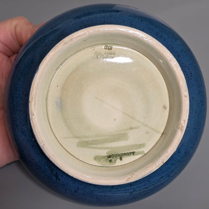 William Moorcroft Moonlit Blue Bowl C1924 Signed Wm Art Pottery Dish Collectable