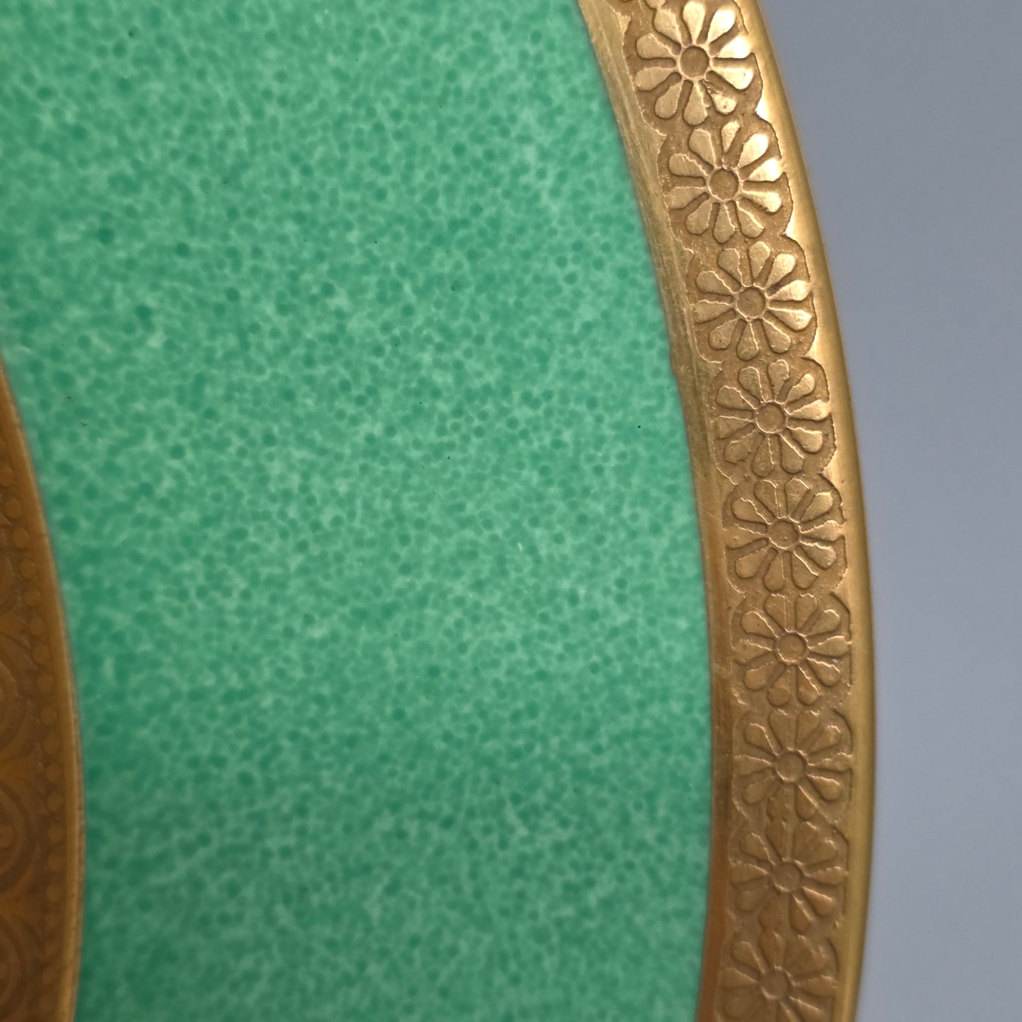 Pair Antique Wedgwood Hand Painted Fruit Plates (27cm) Ad Holland Emerald Green Gilt C1910