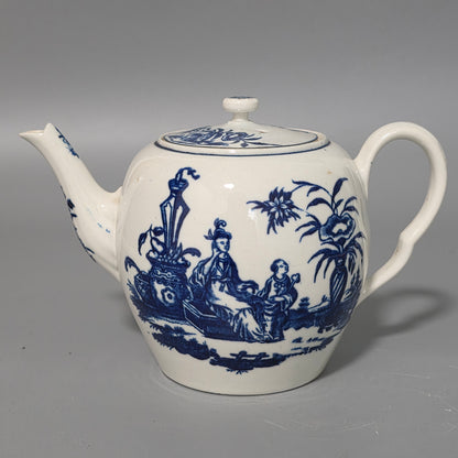 Worcester 18thc Blue And White Teapot La Terre Pattern