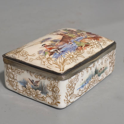 Large Kpm 19thc Silver Mounted Painted Table Snuffbox C1880