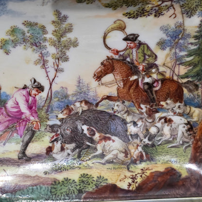 Large Kpm 19thc Silver Mounted Painted Table Snuffbox C1880