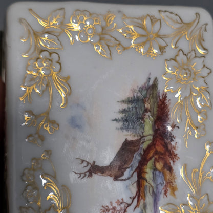 Large Kpm 19thc Silver Mounted Painted Table Snuffbox C1880
